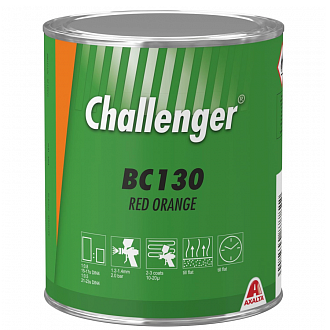 BC130 Красно оранжевый Challenger BC 1л. Краска на основе акриловой смолы Challenger BC для ремонта автомобилей.