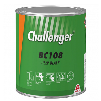 BC108 Глубоко чёрный Challenger 1л. Краска на основе акриловой смолы Challenger BC для ремонта автомобилей.