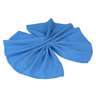 WAFFLE CLEANING TOWEL Полотенце для протирки оверлоченное 50*80 см, синее, 330гр/м2 для сушки авто