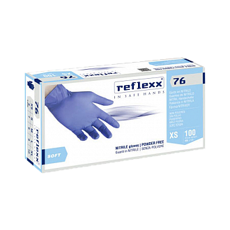Резиновые перчатки, нитриловые, синие, Reflexx R76-M. 3,5 гр. Толщина 0,07 мм.