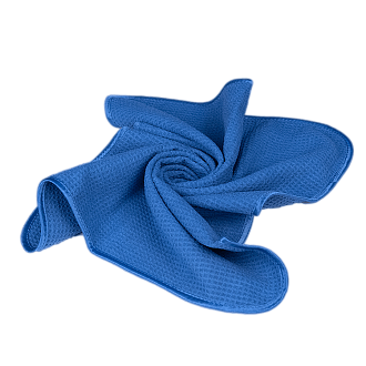 WAFFLE CLEANING TOWEL Полотенце для протирки оверлоченное 55*60 см, синее, 330гр/м2 для сушки авто