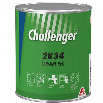 2K34 Carmine красный Challenger SS  1л. Эмаль (краска) на основе акриловой смолы Challernger 2К для ремонта автомобилей