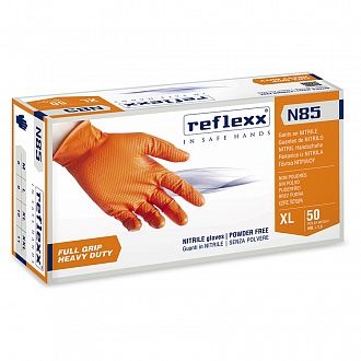 Сверхпрочные  резиновые перчатки, нитриловые, оранж, Reflexx N85-XL. 8,4 гр. Толщина  0,2 мм.