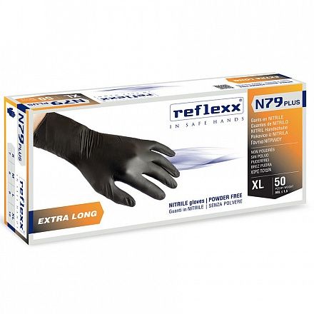 Одноразовые перчатки химостойкие сверхдлинные 30см. Reflexx N79P-L Plus. 7,7 гр. Толщина 0,14 мм. слайд 1