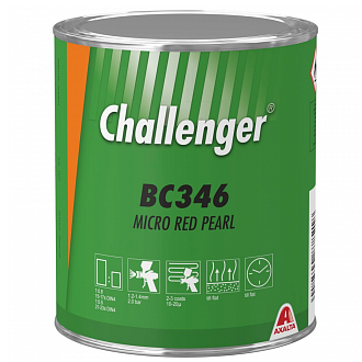 BC346 Микро красный перл Challenger BC  1л. Краска на основе акриловой смолы Challenger BC для ремонта автомобилей.